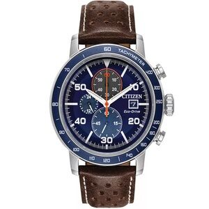 Citizen Eco-Drive Men's Brycen Leather Chronograph Watch